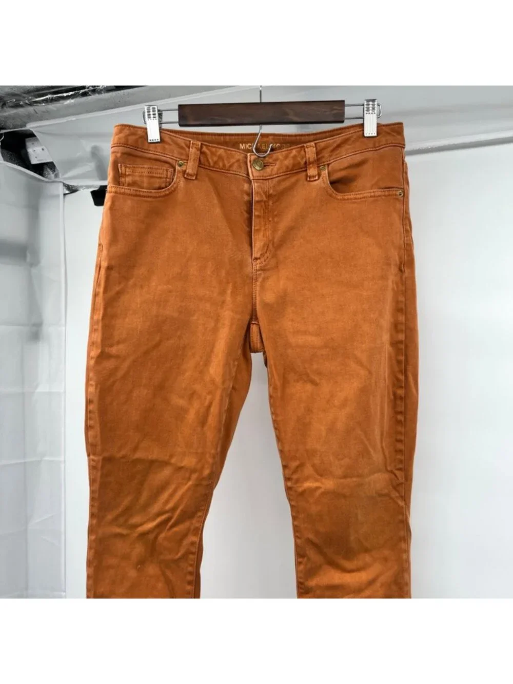 Michael Kors Izzy Skinny Jeans Mid Rise Orange Womens Size 10
